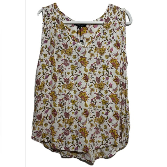 Rachel Zoe Floral sleeveless Tank, Yellow & Pink Flowy Top Floral - M - NWT - Picture 2 of 9